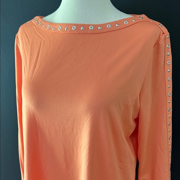 Ruby Rd. Orange Studded Women's Blouse - Picture 1 of 5